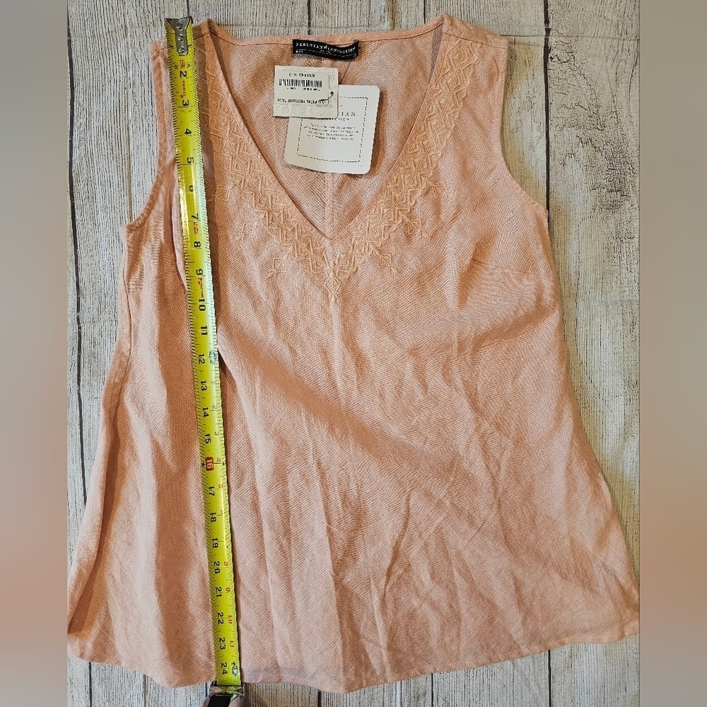 Peruvian Connection Size XS Petal Provence Tank Linen Blend Embroidered NWT - Picture 10 of 11